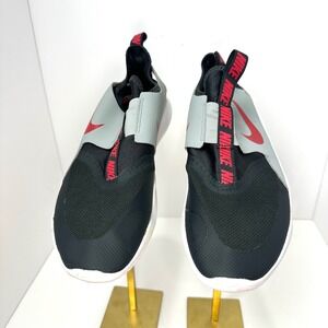 Nike Flex Runner GS Wolf Grey Black Red Slip On Running Shoes Size 6.5Y